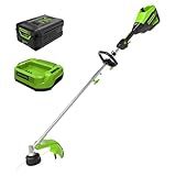 Greenworks 60V 16" Brushless Cordless String Trimmer, Attachment Capable, Load N’ Go Line Head, Shoulder Strap Included, 4.0Ah Battery & Charger, 4-Year Warranty
