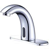 Yodel Faucet Chrome Touchless Bathroom Sink Faucet - Automatic Sensor Faucet - Dual Power Supply 110V AC or Battery Operated for Commercial