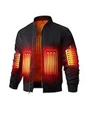 AnPond Men's Heated Jacket with 12V Battery Pack Insulated Heated Coat with Detachable Fur Collar,5 Heating Areas (L)