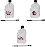 VP Racing 3522-CA, 5.5-Gallon Square Motorsport Jug White (3 Pack) w/ 14" Deluxe Hose (3 Pack) Close-Trimmed Cap and Neck for Tight Seal