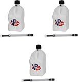 VP Racing 3522-CA, 5.5-Gallon Square Motorsport Jug White (3 Pack) w/ 14" Deluxe Hose (3 Pack) Close-Trimmed Cap and Neck for Tight Seal