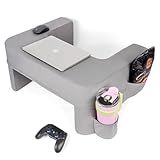 septsun Reading Pillow for Gaming,Soft Lap Desk Pillow for Laptop,Ultimate Lap Pillow with Cup Holder Pocket,Comfort Laptop Lap Desk for Bed Couch Car (Gray, Large)