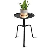 Uniqcovosa Plant Stand Indoor, Mid Century Single Plant Table, 3-Leg Minimalist Heavy Duty Metal Tall Flower Pot Stand, Modern Round Small Side End Table with Raised Design