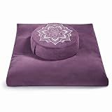 hunnidspace Meditation Cushion Set Zafu & Zabuton – Buckwheat Hull & Memory Foam, Adjustable Floor Pillow for Yoga, Meditation & Sitting, Removable Velvet Cover (Purple)