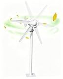 800W Wind Turbine Generator Kit, 12V/24V 6 Blade Wind Power System with Built-In Charge Controller, Low Wind Start Renewable Energy Generator for Home Farm RV Boat Off Grid Use, White