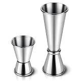 2-Pack Cocktail Jiggers Set, Japanese Premium 304 Stainless Steel Jigger for Bartending, Professional Double-Sided Bar Jigger Tools (0.5oz/1oz + 1oz/2oz)