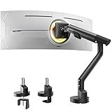 monTEK Single Monitor Arm for 17-40 Inch Screens, Heavy Duty Full Motion Monitor Mount Up to 24.3lbs, Aluminum Monitor Stand with VESA 75/100mm, C-Clamp/Grommet Base for Curved Screens, MA1010BK