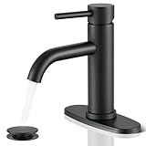 Black Bathroom Faucet, WINKEAR Single Hole Bathroom Faucet with Pop-up Drain and Flexible Hoses, Single Handle Faucet for Bathroom Sink, Vanity, RV, Modern Farmhouse, Suitable for 1 Hole or 3 Hole