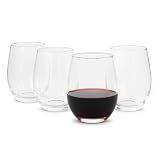 Amazon Basics Stemless Red Wine Glasses, 18 oz., Dishwasher-Safe, 4-Piece Set
