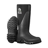 TerraTrax Men's Waterproof Rubber Muck Rain Boots, 6mm Neoprene Insulated Work Boot - Durable Mud Boots for Farming, Hunting, Fishing & Chore (Wide Calf Fit), Black & Size 11