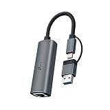 TP-Link 2-in-1 USB 3.0 & USB C to Ethernet Adapter, RJ45 Gigabit LAN, Plug & Play, Aluminum Case, Ethernet Adapter for Laptop, Thunderbolt 4/3 Compatible with Windows, Mac/iPad OS & More (UE310C)