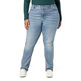 Levi Strauss Signature Gold Women's Curvy Totally Shaping Straight Jeans Mid-Rise Stretch Denim (Available in Plus Size), Blue Ice-waterless, 8 Short