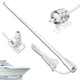 Arridioter VHF Marine Radio Antenna Boat Fiberglass Antenna Waterproof 156-163MHz 43.5in 3.5dBi with 22.9ft/7m RG58 Cable,PL259 Adapter,Adjustable Ratchet Fixed Mount Base Compatible for Cobra Uniden