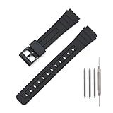 TPU Watch Strap Compatible with Casio F-91W/F-84/F-94/F-105/F-108/A-158/A-168 Men's and Women's 18mm Watchbands Replacement (black/black buckle)