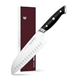 WICKWILLOW 7 Inch Santoku Knife – Japanese Chef Knife with Forged German Steel, Ultra Sharp Full Tang Blade, Ergonomic Handle, Vegetable & Meat Cutting Knife, Gift for Home Cooks
