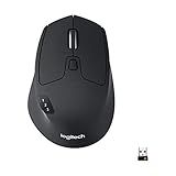 Logitech M720 Triathlon Wireless Mouse, Bluetooth, USB Unifying Receiver, 1000 DPI, 6 Programmable Buttons, 2-Year Battery, Compatible with Laptop, PC, Mac, iPadOS - Black