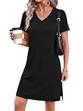 Summer Dresses for Women 2026 Tshirt Dress Casual Spring Sundresses Black M
