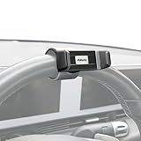 Maxby Steering Wheel Phone Holder Mount for Parked Use, Universal Clamp Fits Most Phones, 360° Rotating Adjustable Bracket, Quick Attach Detach, Hands-Free Viewing for Waiting and Meals in the Car