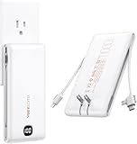VEEKTOMX Portable Charger with Built in Cables 10000mAh, Power Bank for iPhone with Wall Plug, Travel Essential Fast Charging USB C Slim External Battery Pack for iPhone16/15/14, Samsung, iPad, etc