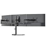 WALI Triple Monitor Stand, Free Standing Three LCD Monitor Fully Adjustable Desk Mount Fits 3 Screens up to 27 inch, 22 lbs Weight Capacity per Arm (MF003), Black