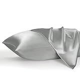Bedsure Satin Pillowcase, Similar to Silk Pillow Cases Queen Size Set of 2, Cooling Pillow Case for Hot Sleepers with Envelope Closure, Gifts for Women Men, Silver Grey, 20x30 Inches, 2pcs