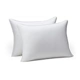 Amazon Basics Down Alternative Pillows for Stomach and Back Sleepers, Soft Density, Standard, Pack of 2, White, 26 in L x 20 in W