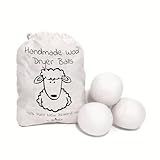 Wool Dryer Balls XL 4-Pack - 100% Pure New Zealand Wool, Ecoigy Natural Fabric Softener, Reduces Wrinkles & Drying Time, Ideal for Essential Oils, Dryer Sheets Alternative,Dryer Balls Laundry Reusable