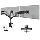 Mount-It! Triple Monitor Desk Stand, USB-A & C, Black