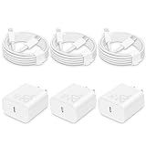 CXX Fast Charger for iPhone [3-Pack, MFi Certified], 20W USB-C PD Block with 6Ft Charging Cable Compatible with iPhone 14/13/12/11/Pro Max & iPad