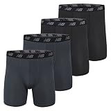 New Balance Men's Performance 5" No Fly Boxer Brief, 4-Pack, Thunder/Thunder/Black/Black, Medium