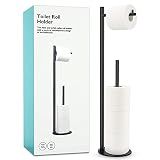 Toilet Paper Holder Stand, Bathroom Free Standing with Storage, Black