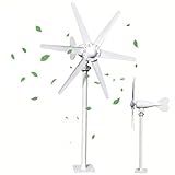 800W Horizontal Wind Turbine Generator, 12V 24V Output 6 Blade Nylon 3 Phase AC Generator Built In Controller, for Home Yard Farm RV Off Grid Use, 1.0m/s Low Wind Start Power White