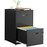 SteeLoong 2 Drawer File Cabinets,Metal Office File Cabinet with Lock,Black