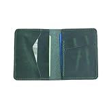 Handmade Distressed Men's Minimalist Leather Wallet Card Holder Wallets for Gifts Green style1