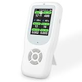 11-in-1 Air Quality Monitor - Portable Indoor Air Quality Detector with Stand, Real-Time Test for AQI, CO2, PM2.5, PM1.0, PM10, TVOC, HCHO, Particles, Temperature & Humidity with Aler (White-Black)