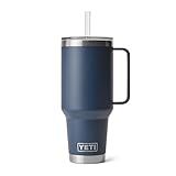 YETI Rambler 42 oz Tumbler with Handle and Straw Lid, Travel Mug Water Tumbler, Vacuum Insulated Cup with Handle, Stainless Steel, Navy