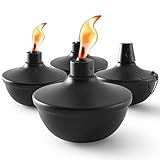 SNOGSWOG 4 Pack Metal Table Top Torches, 22oz Citronella Torches for Outside, Refillable Flame Light Torch, Decorative Tabletop Lantern