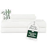 Love's cabin 4 Piece Full Size Sheet Set, Cooling Sheets, 100% Rayon Derived from Bamboo, Breathable & Soft Full Size Bed Set, Deep Pocket Up to 16", Hotel Luxury Silky Bedding Sheets, White