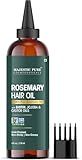 Majestic Pure 100% Pure Rosemary Oil for Hair Growth - Strengthening, Nourishing, Volumizing - Infused with Biotin Oil, Jojoba Oil & Castor Oil - Non GMO Verified - 4 Fl Oz - With Applicator