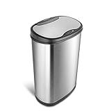 NINESTARS Stainless Steel DZT-50-25 Motion Sensor Trash Can, Large, 50liters, Silver