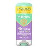 Mitchum Women’s Antiperspirant Deodorant Gel Stick, Shower Fresh Scent, 48HR Sweat & Odor Protection, Triple Odor Defense, Alcohol-Free, 3.4 oz (Pack of 2)