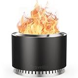 Grovellis 27 inch Smokeless Fire Pit with Waterproof Cover, Stainless Steel Outdoor Smokeless Firepit, Wood Burning Fire Pits for Camping, Bonfire,Low Smoke Firepit for Outside