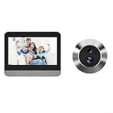 Digital Door Peephole Camera 1080P Wide Angle Motion Sensor 4.3 Inch Night 2.4G Visual Doorbell with 120 Degree Viewing 4.3 Inch Color LCD Display Rechargeable for Battery for Apartment Black Grey