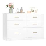 VASAGLE Custos Collection - Dresser for Bedroom, Chest of Drawers for Closet, Modern Style, TV Stand for Living Room, 6 Drawers, 15.8 x 46.9 x 30.7 Inches, Cloud White ULTS416WB01S