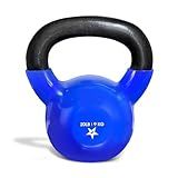 Yes4All Kettlebell, 20 lb Vinyl Coated Cast Iron Strength Training Kettlebells for Home Gym Exercises, Heavy Weights Gym, Fitness, Full Body Workout Equipment, Push up, Grip, Strength Training - Blue