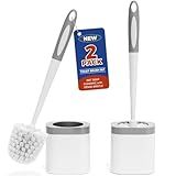 Holaloha Toilet Brush, 2 Pack Toilet Brush and Holder Set Bathroom Accessories, Toilet Bowl Brush and Holder for Bathroom, White