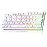 MageGee Mini 60% Gaming Keyboard, Upgrade RGB Backlit 61 Key Ultra-Compact Keyboard, TS91 Ergonomic Waterproof Mechanical Feeling Office Computer Keyboard for PC, MAC, PS4, Xbox ONE Gamer(White)