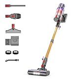 Coovy Cordless Vacuum Cleaner SU7, 580W 45Kpa 70 Minutes Runtime Stick Vacuum with Touch Screen, Anti-Tangle Wireless Powerful Lightweight Vac for Home Pet Hair Carpet Hardwood, Gold