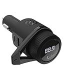 Scosche BTFM9 FM Bluetooth Transmitter Car, Dual 12W USB-C and USB-A Charging Ports, Fast Type C Car Charger, Wireless Radio Bluetooth Adapter, Hands-Free Kit for Calls, Siri and Google Assistant
