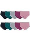 Fruit of the Loom Women's Tag Free Cotton Brief Panties (Regular & Plus Size), Plus Size Brief - 10 Pack - Assorted Heathers, 12